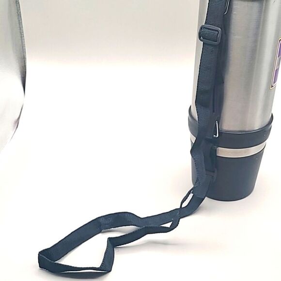 LSU Tigers 40 oz Stainless Steel Thermos with Shoulder Strap & Cups on Each End - Picture 4 of 8